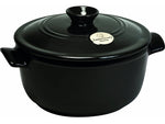Emile Henry - 2.6 QT Ceramic Charcoal/Fusain Round Stewpot