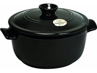 Emile Henry - 2.6 QT Ceramic Charcoal/Fusain Round Stewpot