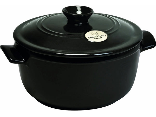 Emile Henry - 2.6 QT Ceramic Charcoal/Fusain Round Stewpot