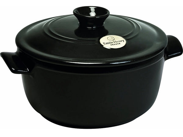 Emile Henry - 4.2 QT Ceramic Round Stewpot -Charcoal/Fusain