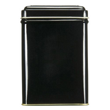 Square Tin Tea Caddy with Hinged Lid - Black