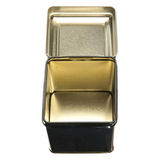 Square Tin Tea Caddy with Hinged Lid - Black