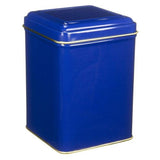 Square Tin Tea Caddy with Hinged Lid - Blue