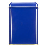 Square Tin Tea Caddy with Hinged Lid - Blue