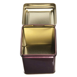 Square Tin Tea Caddy with Hinged Lid - Burgundy