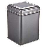 Square Tin Tea Caddy with Hinged Lid - Gunmetal