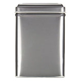 Square Tin Tea Caddy with Hinged Lid - Gunmetal