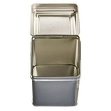 Square Tin Tea Caddy with Hinged Lid - Gunmetal