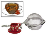 G & H  Tea Services - Sheffield Mesh Ball Tea Ball Infuser with Red Tea Cup Charm