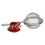 G & H  Tea Services - Sheffield Mesh Ball Tea Ball Infuser with Red Tea Cup Charm